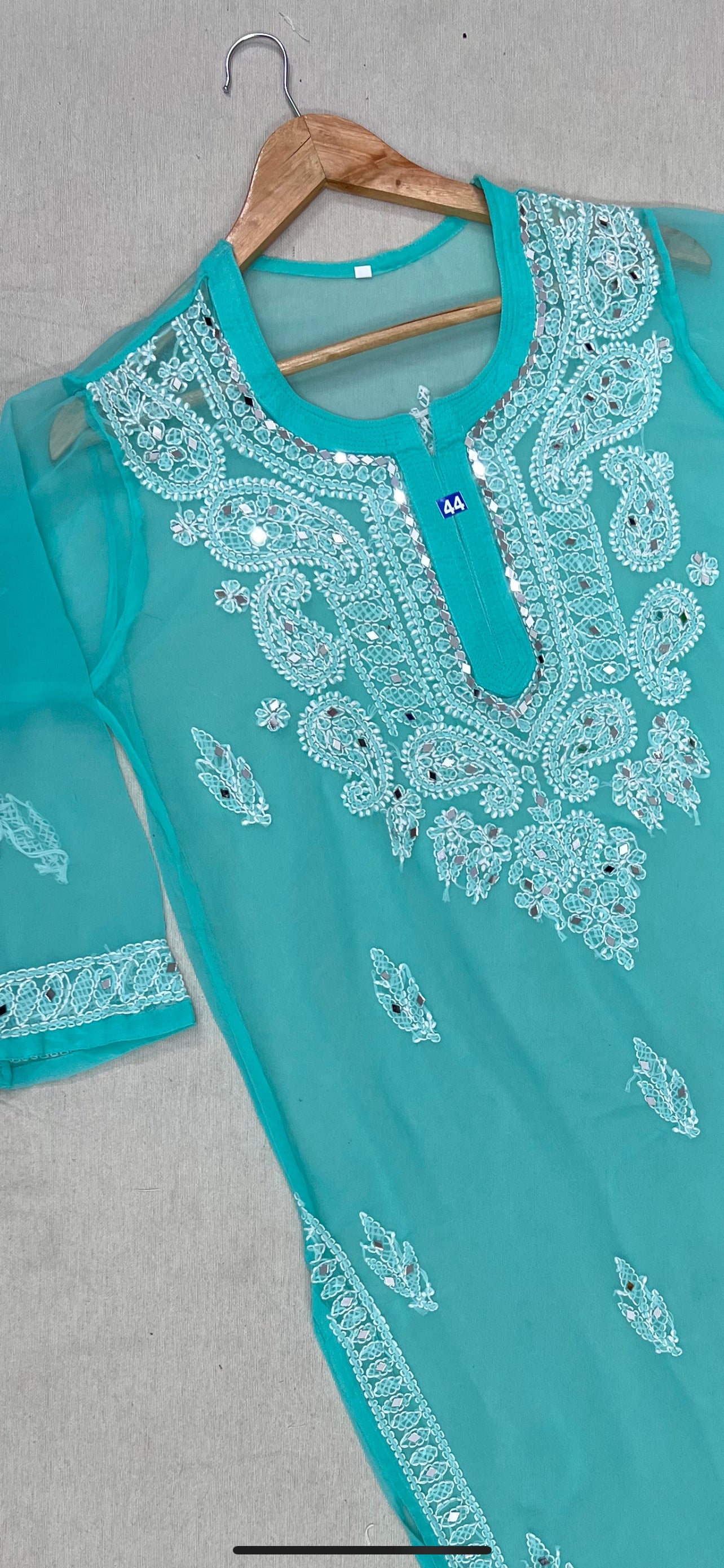 Buy KEEP CART Women's Georgette Kurti Set with Dupatta: Elegant Solid Mirror  Work Salwar Suit - Perfect Ethnic Wear Ensemble - S size, Green at Amazon.in